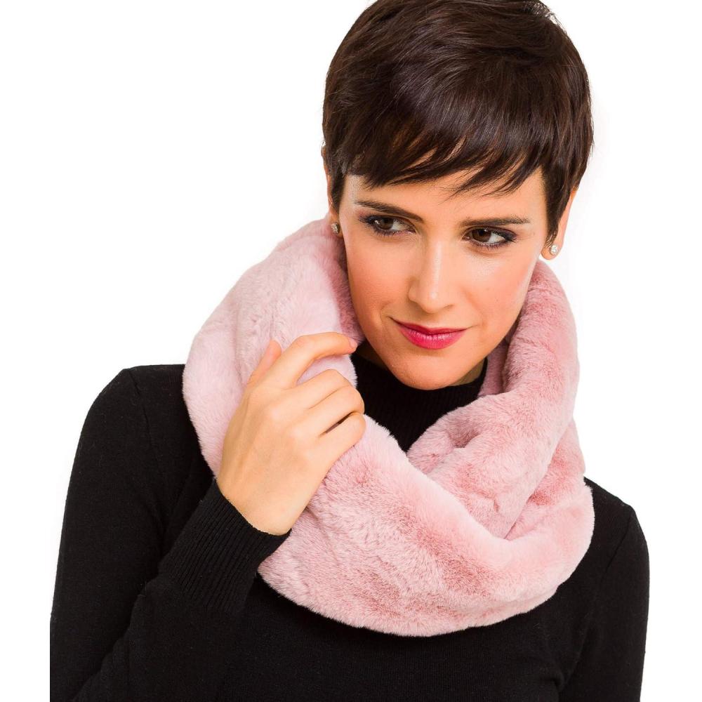 imageFur Collar Scarf for Women Faux Fur Scarves Neck Shrug for Fall Winter Coat DressOurense Collection 4  Pink