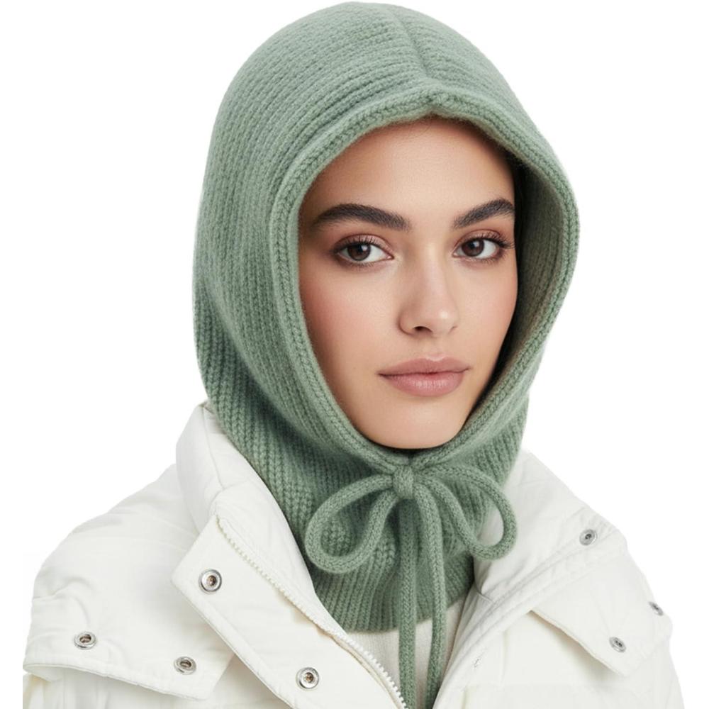 imageHooded Scarf Beanie for Women Men Balaclava Scarves Hat for Fall WinterMuxia Collection  Green