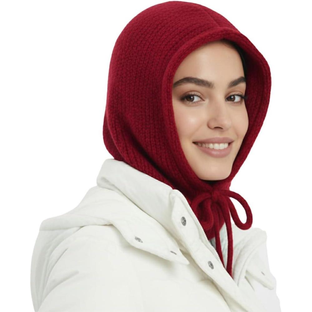 imageHooded Scarf Beanie for Women Men Balaclava Scarves Hat for Fall WinterMuxia Collection  Red