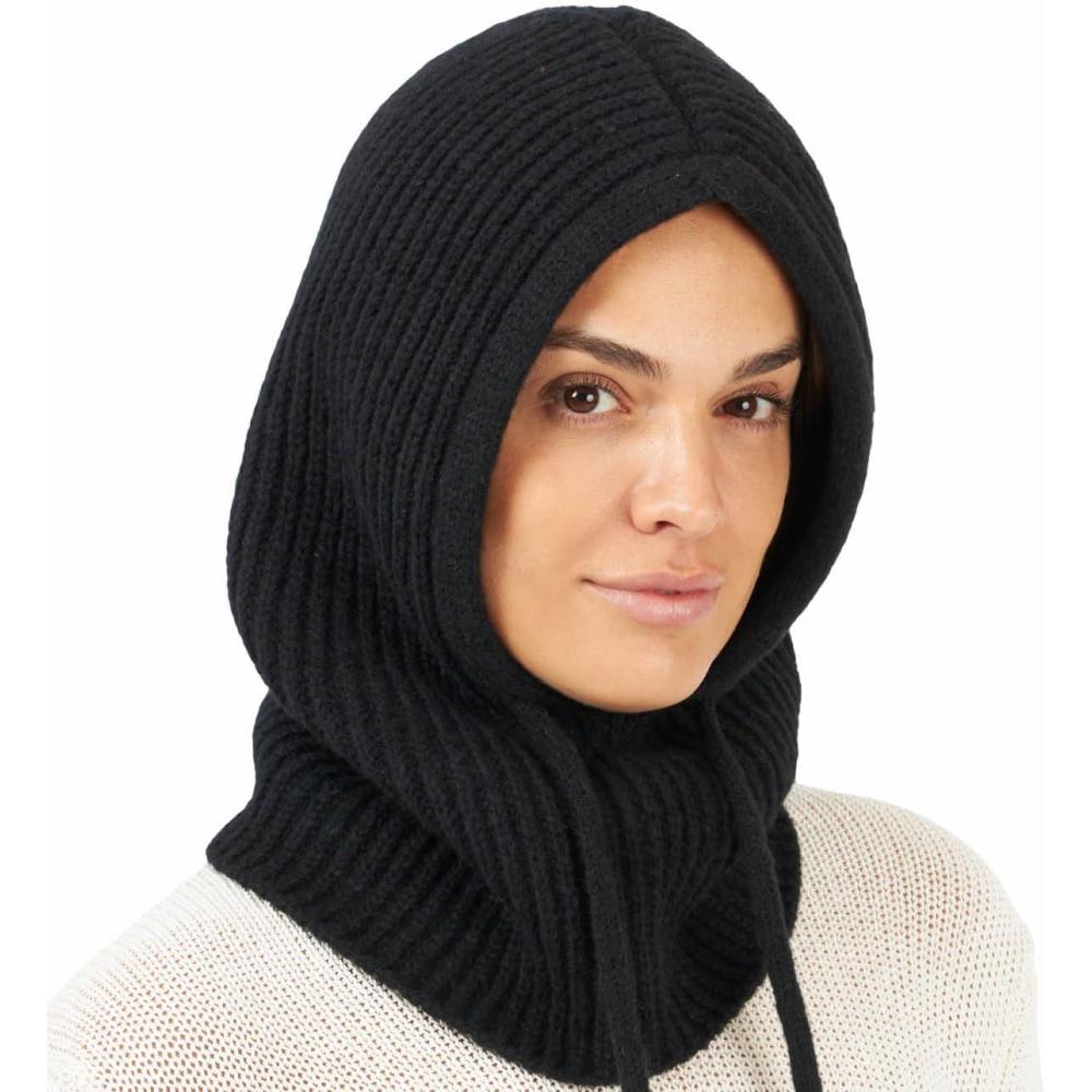 imageHooded Scarf Beanie for Women Men Balaclava Scarves Hat for Fall WinterMuxia Collection Black