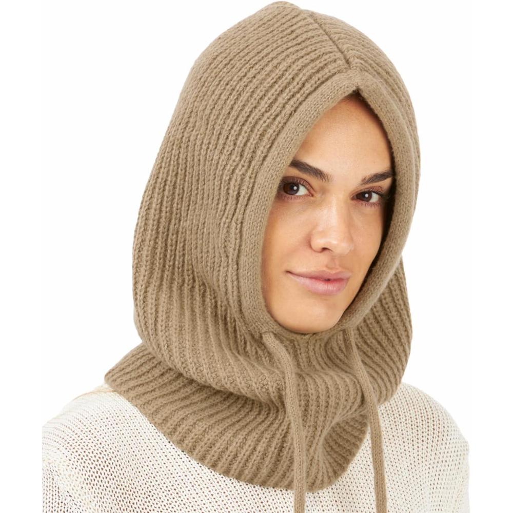 imageHooded Scarf Beanie for Women Men Balaclava Scarves Hat for Fall WinterMuxia Collection Khaki