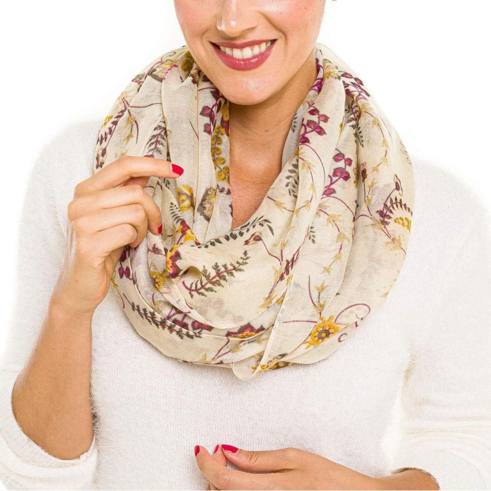 imageInfinity Scarf for Women Lightweight Fashion Scarves for Summer FallIbiza Collection 2  Beige Paisley