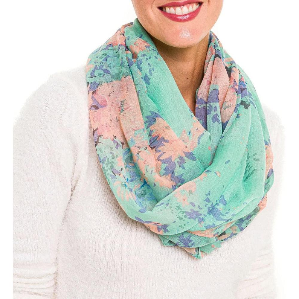 imageInfinity Scarf for Women Lightweight Fashion Scarves for Summer FallIbiza Collection 4  Green Floral