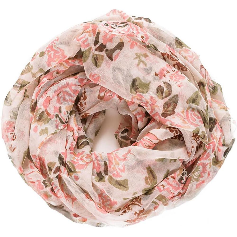 imageInfinity Scarf for Women Lightweight Fashion Scarves for Summer FallIbiza Collection 6  Beige Rose Floral