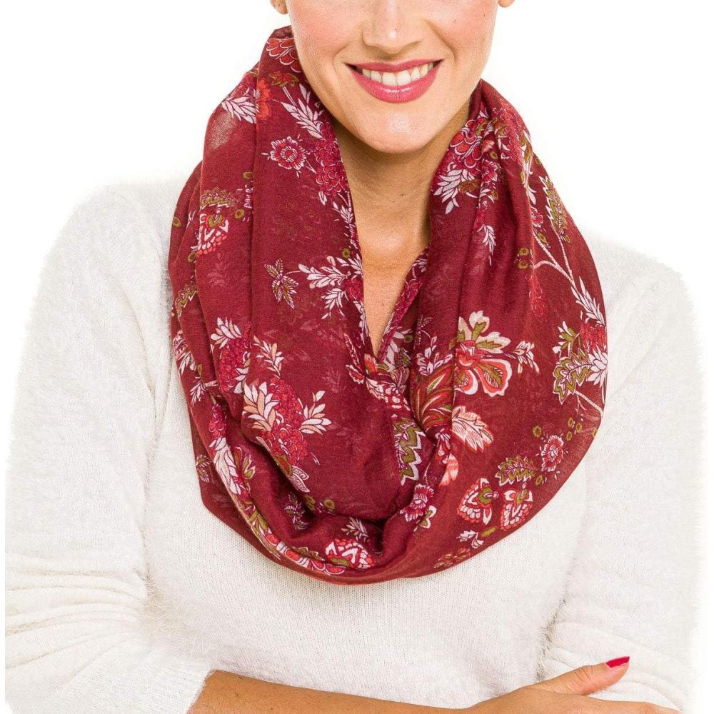 imageInfinity Scarf for Women Lightweight Fashion Scarves for Summer FallIbiza Collection 7  Red Paisley