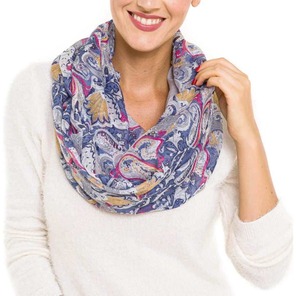 imageInfinity Scarf for Women Lightweight Fashion Scarves for Summer FallIbiza Collections 10  Gray Paisley