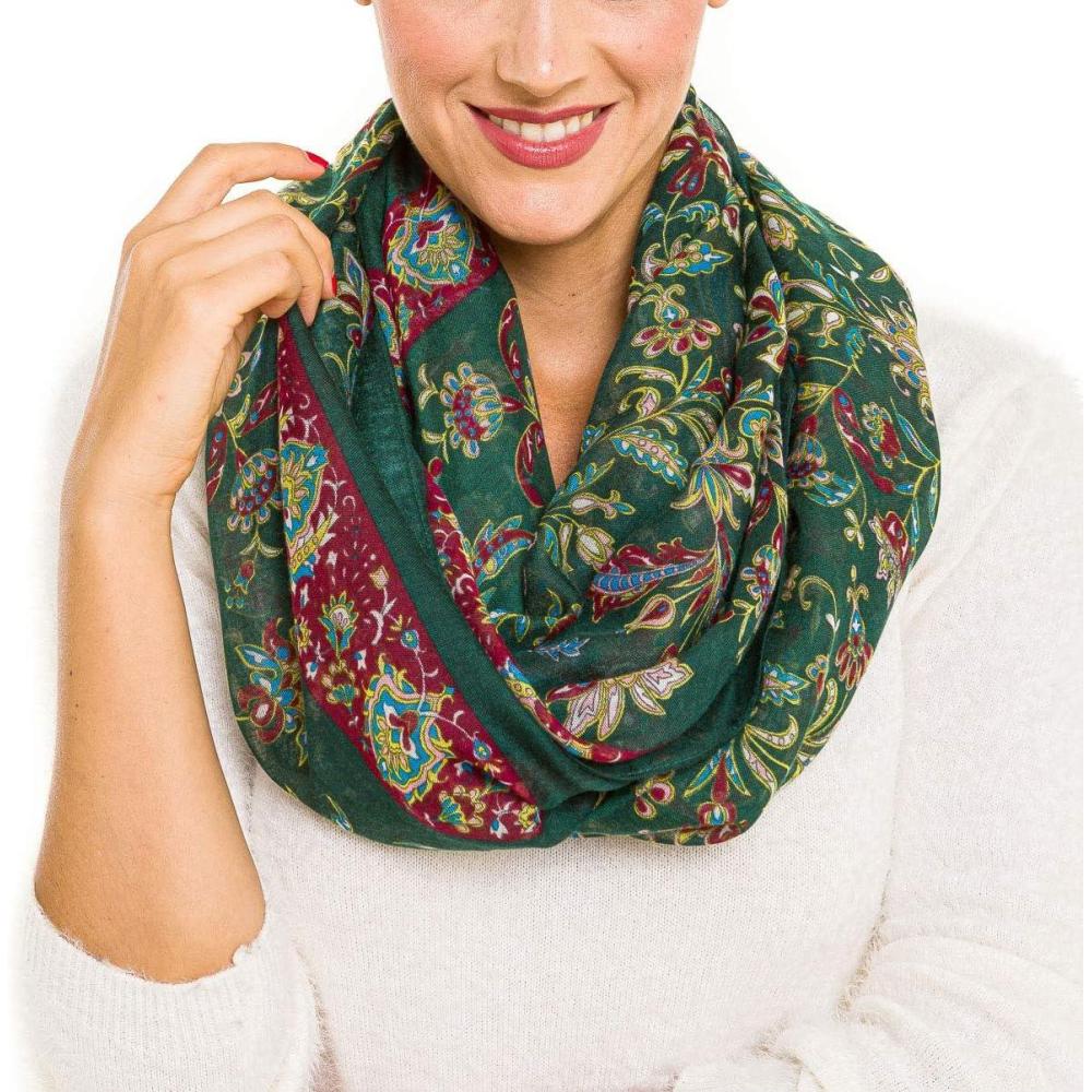 imageInfinity Scarf for Women Lightweight Fashion Scarves for Summer FallIbiza Collections 14  Green Paisley