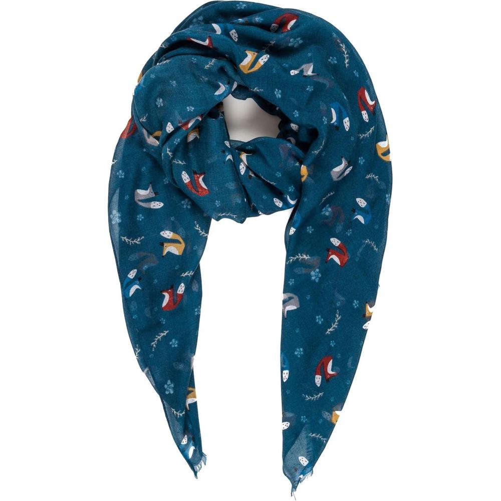imageMELIFLUOS DESIGNED IN SPAIN Scarf for Women Lightweight Animal Butterfly Fashion Summer Fall Scarves Shawl WrapsMalaga Collection 5 Blue Fox