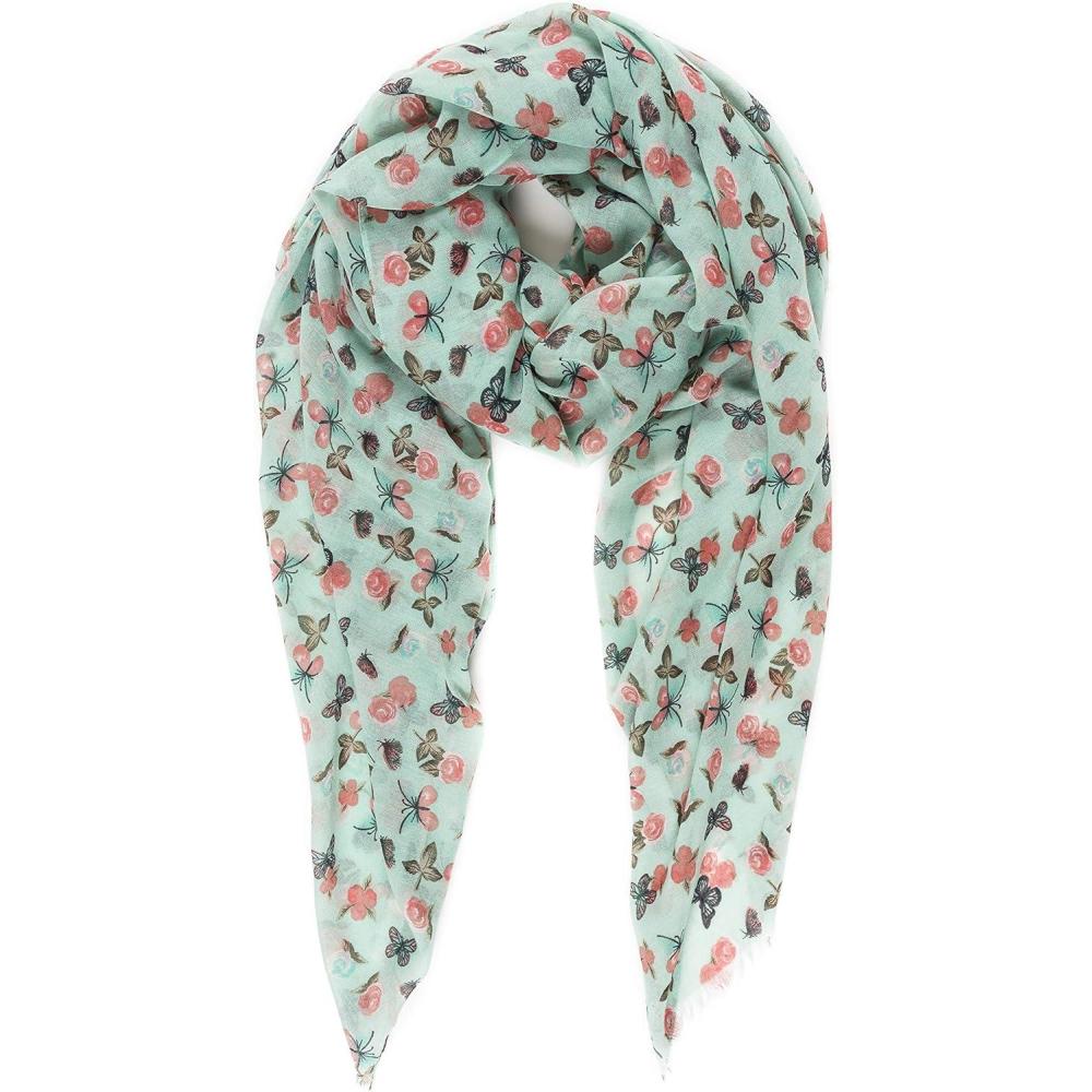 imageMELIFLUOS DESIGNED IN SPAIN Scarf for Women Lightweight Animal Butterfly Fashion Summer Fall Scarves Shawl WrapsMalaga Collection 8  Green Butterfy Design