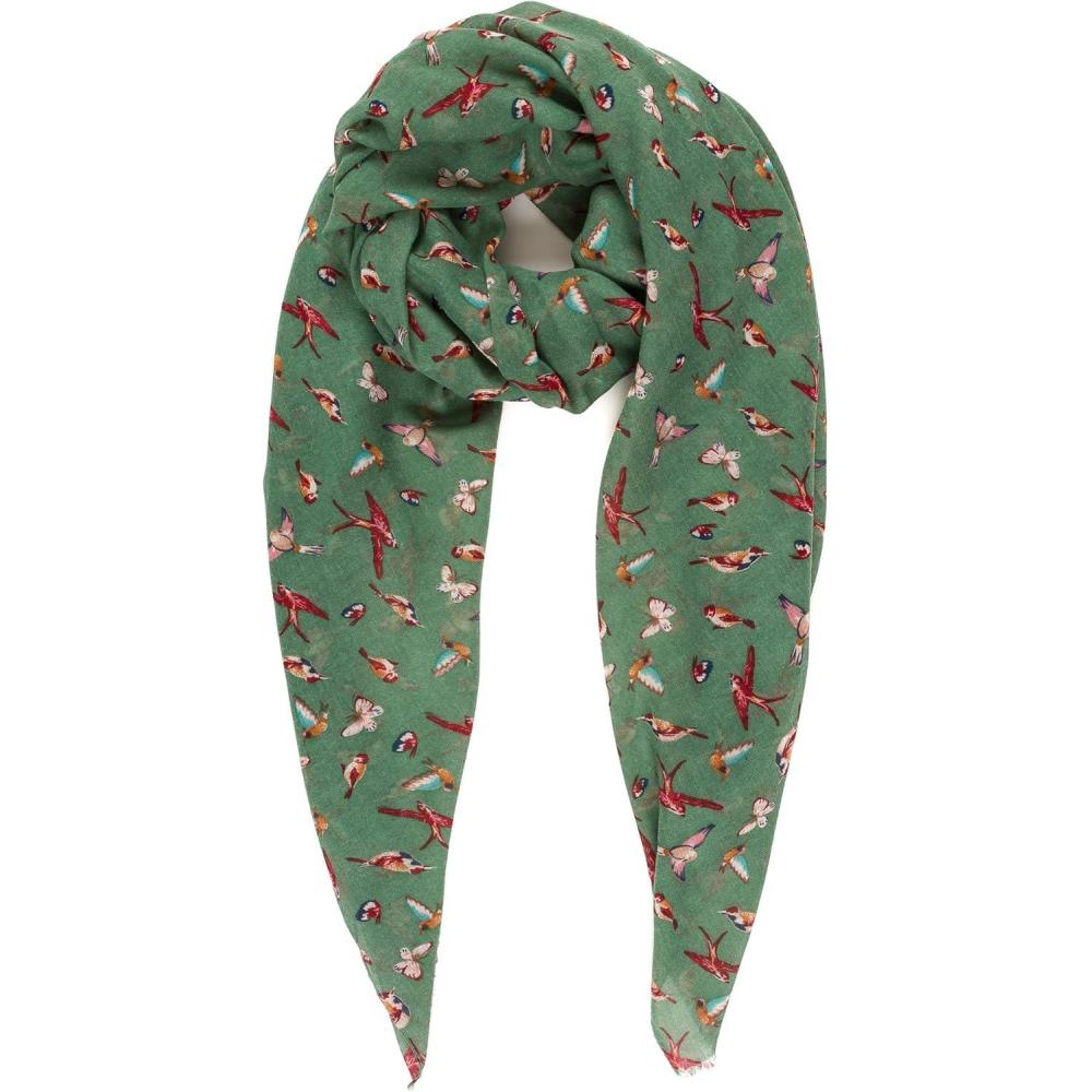 imageMELIFLUOS DESIGNED IN SPAIN Scarf for Women Lightweight Animal Butterfly Fashion Summer Fall Scarves Shawl WrapsMalaga Collections 18  Green With Birds Design