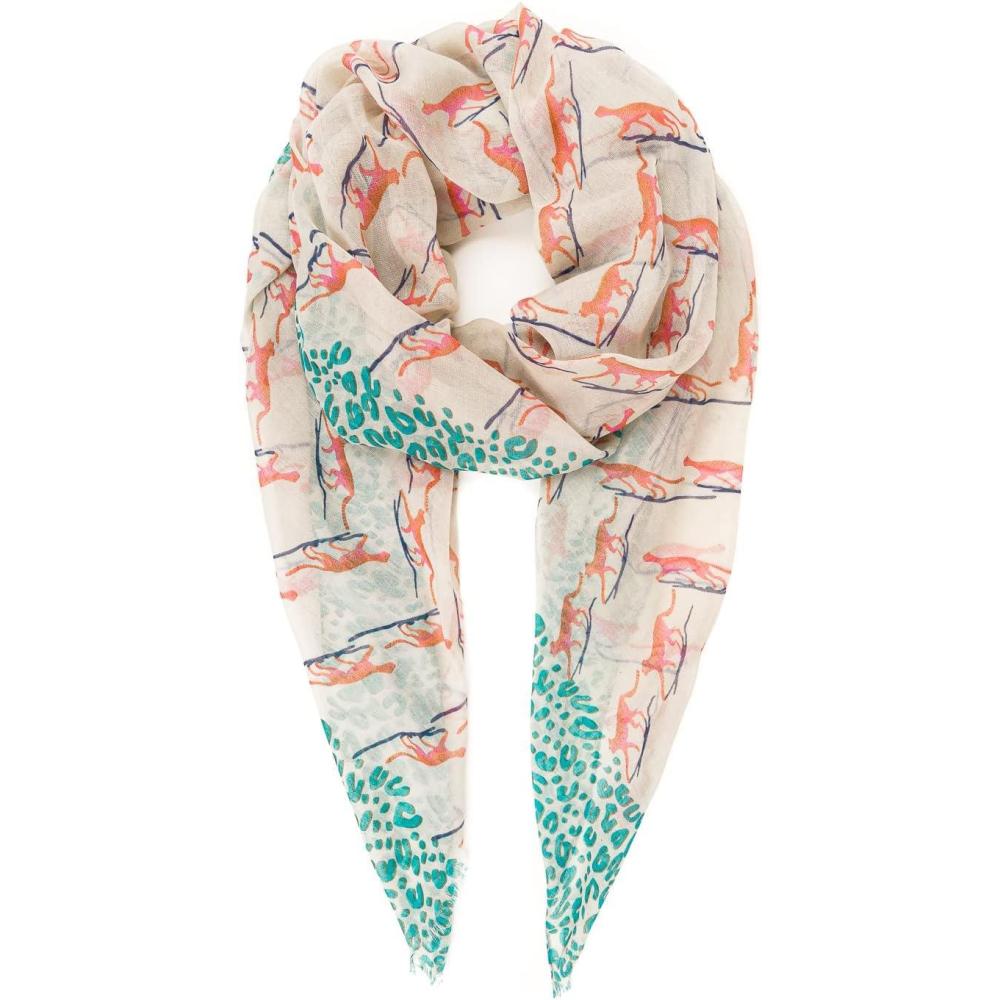 imageMELIFLUOS DESIGNED IN SPAIN Scarf for Women Lightweight Animal Butterfly Fashion Summer Fall Scarves Shawl WrapsMalaga Collections 25  Beige Turquoise Leopard