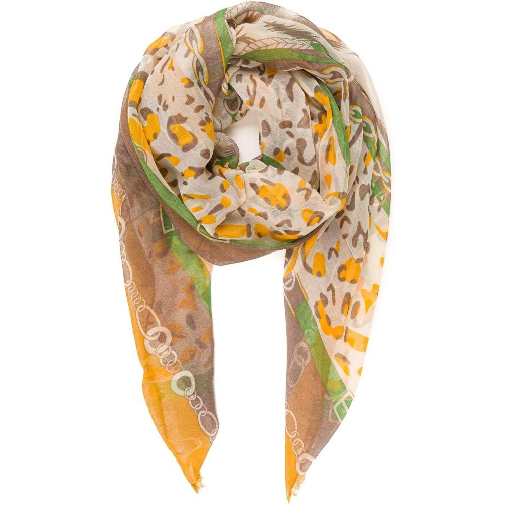 imageMELIFLUOS DESIGNED IN SPAIN Scarf for Women Lightweight Animal Butterfly Fashion Summer Fall Scarves Shawl WrapsMalaga Collections 26  Beige Brown Leopard Pattern