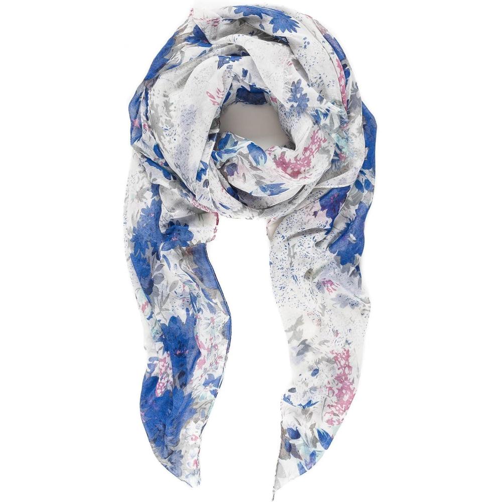 imageMELIFLUOS DESIGNED IN SPAIN Scarf for Women Lightweight Floral Flower Scarves for Summer Fall Shawl WrapBarcelona Collection 1  Blue Floral