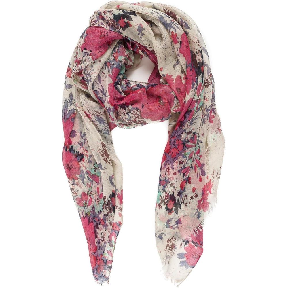 imageMELIFLUOS DESIGNED IN SPAIN Scarf for Women Lightweight Floral Flower Scarves for Summer Fall Shawl WrapBarcelona Collection 1  Red Floral