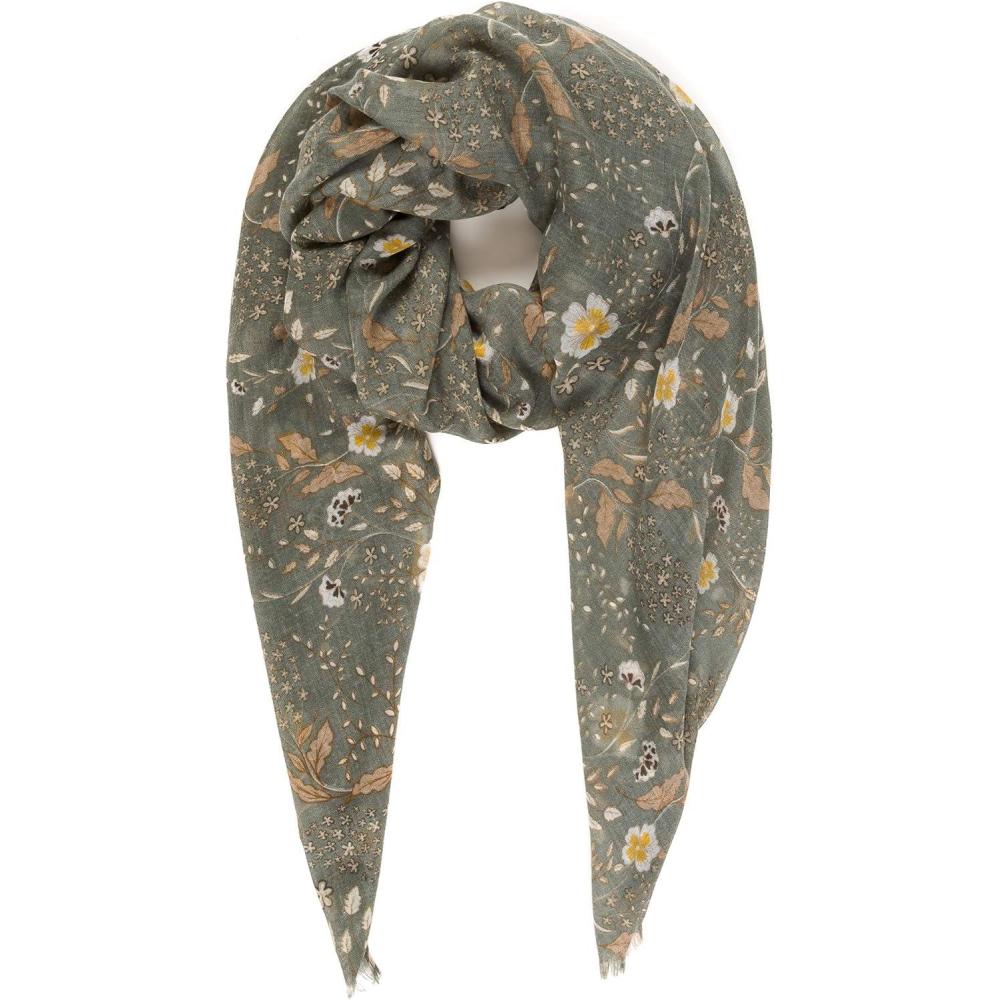 imageMELIFLUOS DESIGNED IN SPAIN Scarf for Women Lightweight Floral Flower Scarves for Summer Fall Shawl WrapBarcelona Collection 7  Gray Floral