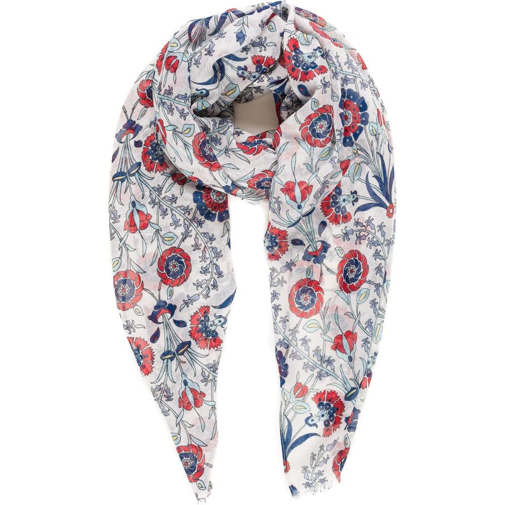 imageMELIFLUOS DESIGNED IN SPAIN Scarf for Women Lightweight Floral Flower for Summer Fall Scarves Shawl WrapValencia Collection 7  Classic Floral Pattern