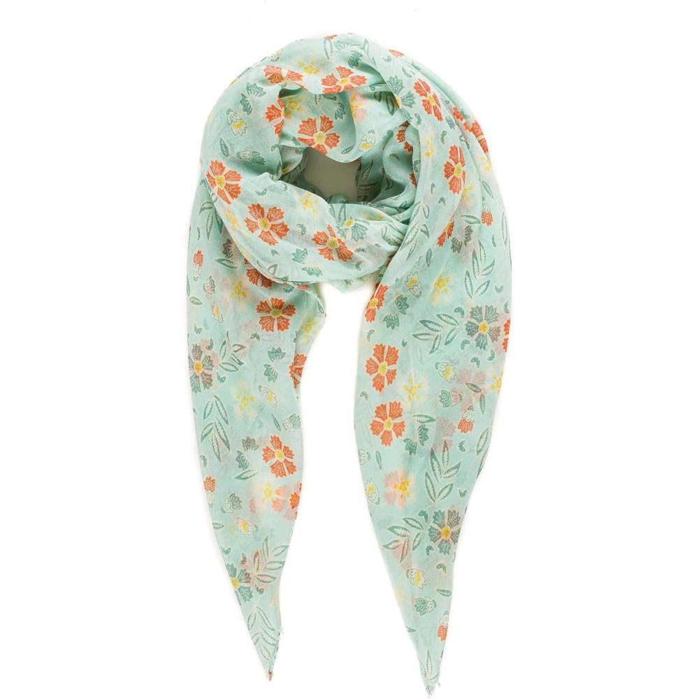 imageMELIFLUOS DESIGNED IN SPAIN Scarf for Women Lightweight Floral Flower for Summer Fall Scarves Shawl WrapValencia Collection 8  Green Flower