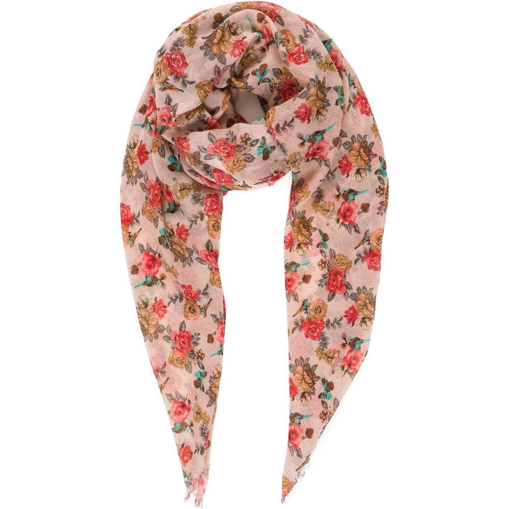 imageMELIFLUOS DESIGNED IN SPAIN Scarf for Women Lightweight Floral Flower for Summer Fall Scarves Shawl WrapValencia Collections 14  Beige Flower
