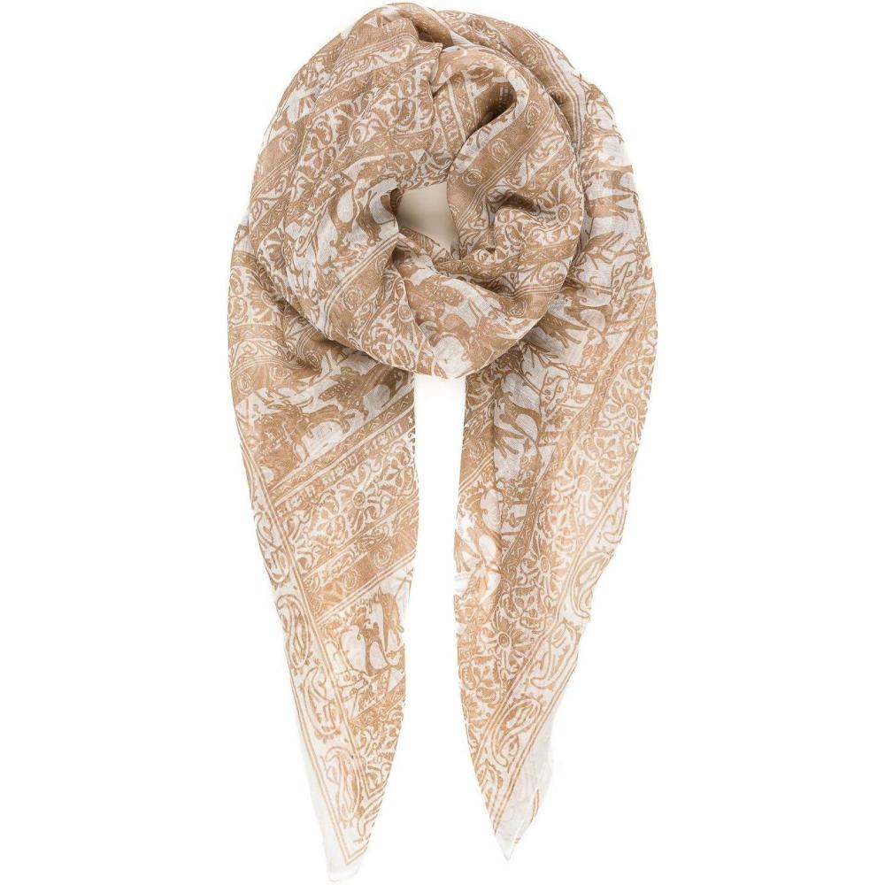 imageMELIFLUOS DESIGNED IN SPAIN Scarf for Women Lightweight Floral Flower for Summer Fall Scarves Shawl WrapValencia Collections 31  Beige Painting