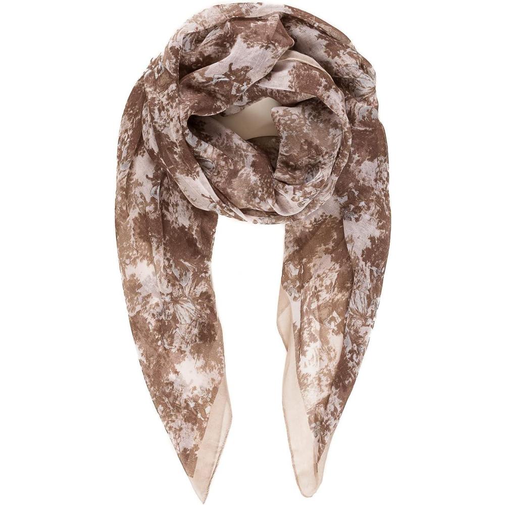 imageMELIFLUOS DESIGNED IN SPAIN Scarf for Women Lightweight Floral Flower for Summer Fall Scarves Shawl WrapValencia Collections 36  Gray Beige Floral