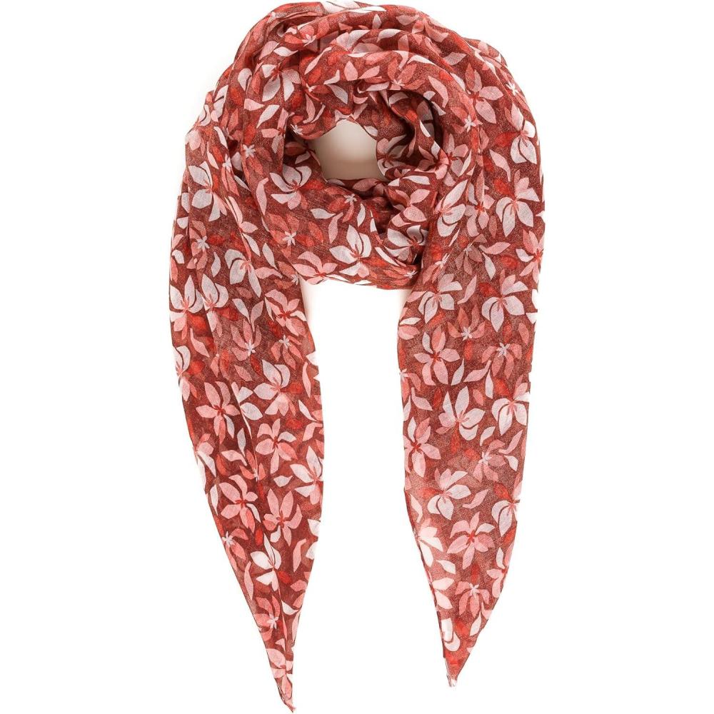 imageMELIFLUOS DESIGNED IN SPAIN Scarf for Women Lightweight Paisley Fashion for Summer Fall Scarves Shawl WrapBarcelona Collection 4  Red Leaf Flower