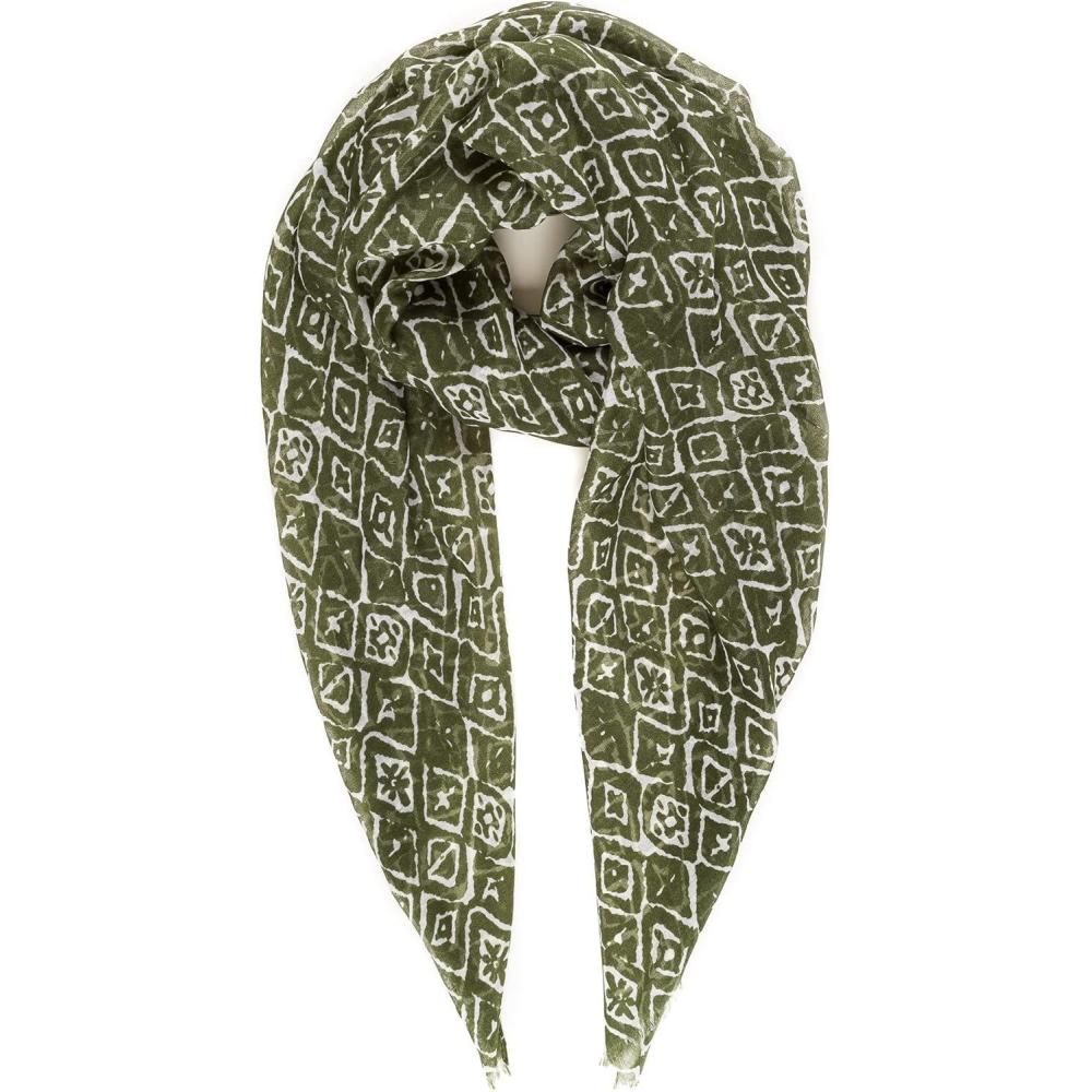 imageMELIFLUOS DESIGNED IN SPAIN Scarf for Women Lightweight Paisley Fashion for Summer Fall Scarves Shawl WrapCordoba Collection 5  Green Geometric Pattern