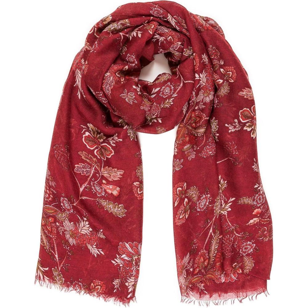 imageMELIFLUOS DESIGNED IN SPAIN Scarf for Women Lightweight Paisley Fashion for Summer Fall Scarves Shawl WrapCordoba Collection 6  Red Floral