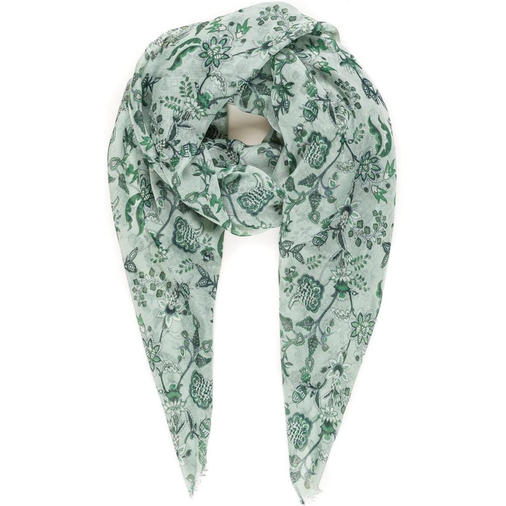 imageMELIFLUOS DESIGNED IN SPAIN Scarf for Women Lightweight Paisley Fashion for Summer Fall Scarves Shawl WrapCordoba Collections 18  Green Flower