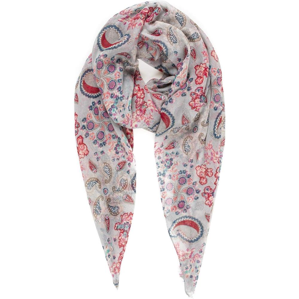 imageMELIFLUOS DESIGNED IN SPAIN Scarf for Women Lightweight Paisley Fashion for Summer Fall Scarves Shawl WrapCordoba Collections 26  Grey Paisley