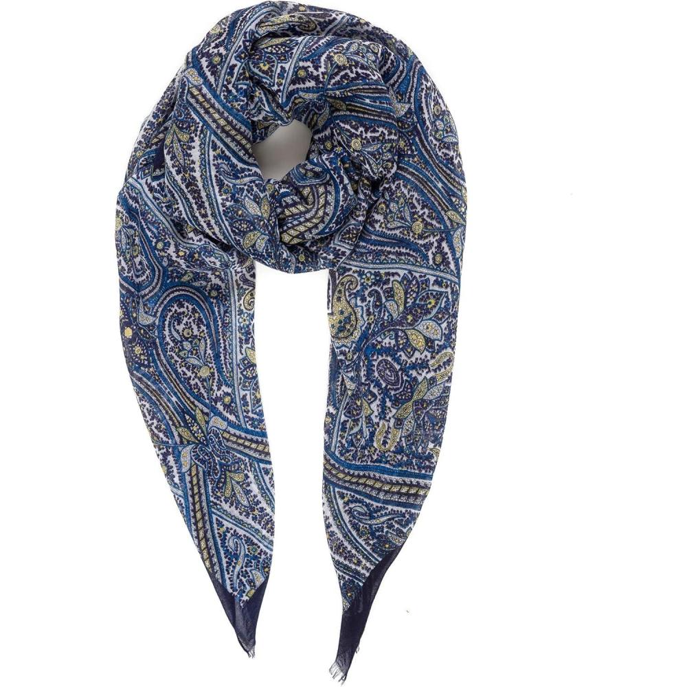 imageMELIFLUOS DESIGNED IN SPAIN Scarf for Women Lightweight Paisley Fashion for Summer Fall Scarves Shawl WrapSevilla Collection 2  Navy Chintz