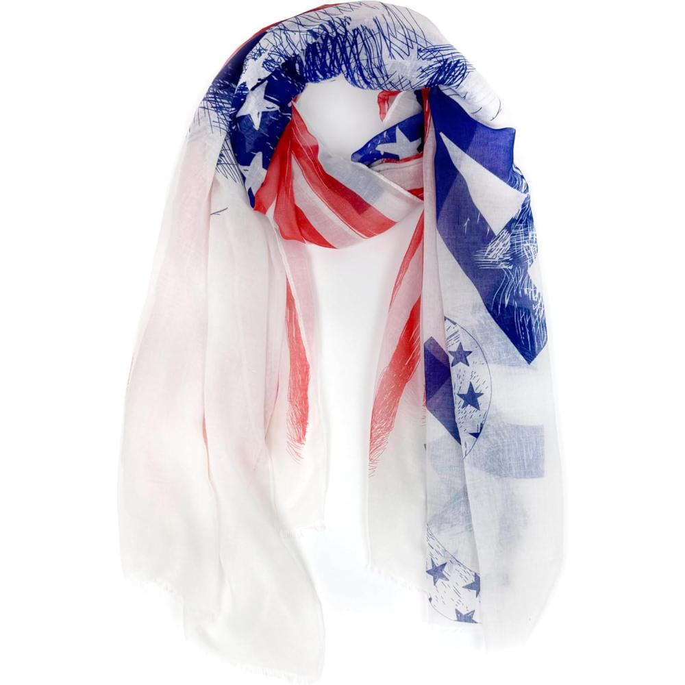 imageMELIFLUOS DESIGNED IN SPAIN USA American Flag Scarf for Women and Men Unisex Lightweight Long Soft Scarves for Summer FallUsa Design Collection  Especial Edition 1