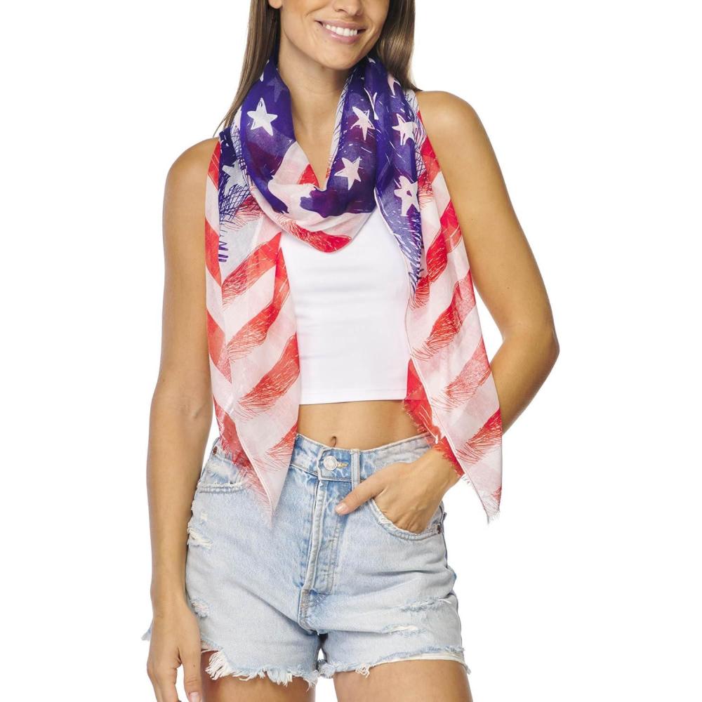 imageMELIFLUOS DESIGNED IN SPAIN USA American Flag Scarf for Women and Men Unisex Lightweight Long Soft Scarves for Summer FallUsa Design Collection Especial Edition 3