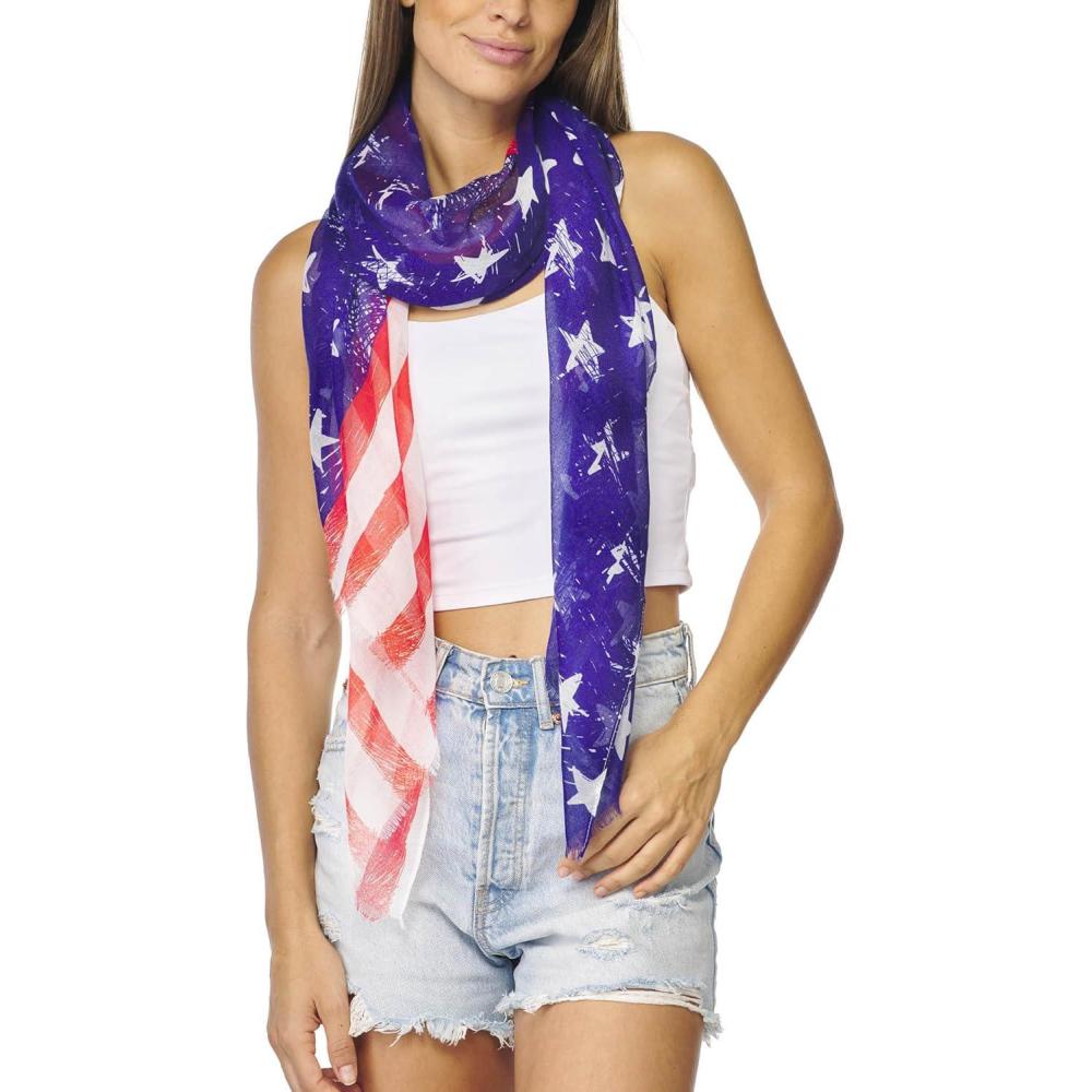imageMELIFLUOS DESIGNED IN SPAIN USA American Flag Scarf for Women and Men Unisex Lightweight Long Soft Scarves for Summer FallUsa Design Collection  Especial Edition 4