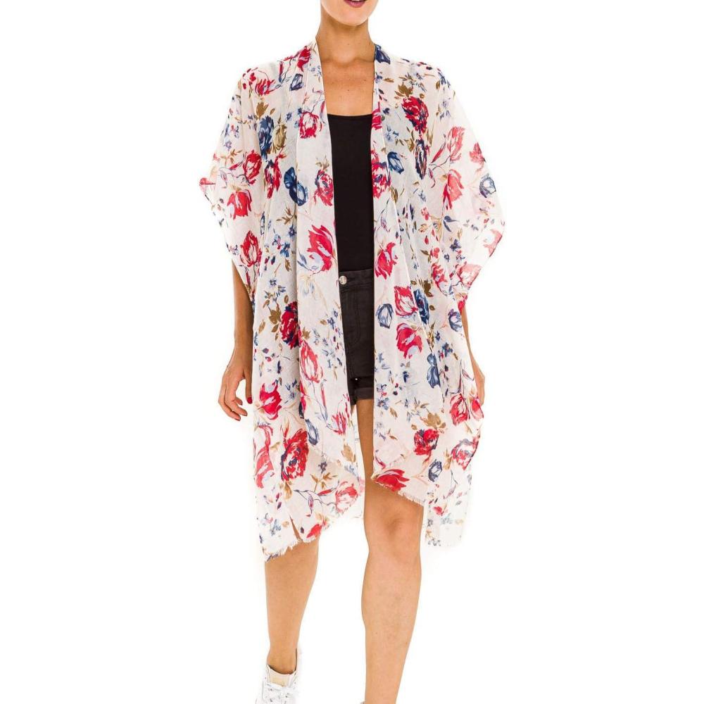 imageMELIFLUOS DESIGNED IN SPAIN Womens Beach Cover Up Swimsuit Kimono Pareo Sarong Beach Wear Dress for SummerMarbella Collection 1  Beige Floral Design