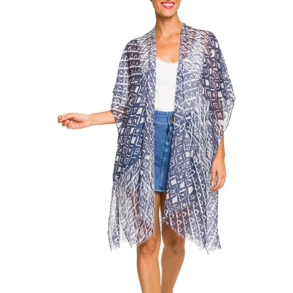 imageMELIFLUOS DESIGNED IN SPAIN Womens Beach Cover Up Swimsuit Kimono Pareo Sarong Beach Wear Dress for SummerMarbella Collection 1  Blue Geometric Design