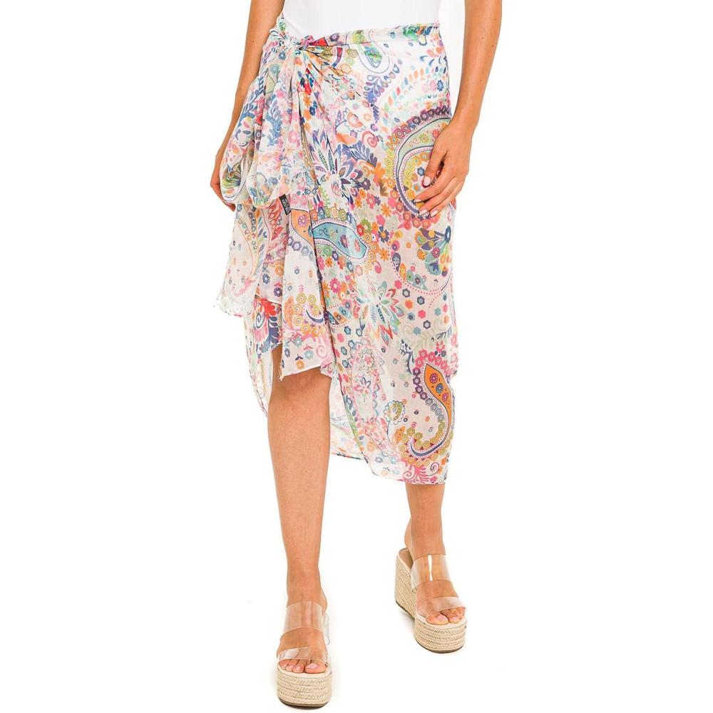 imageMELIFLUOS DESIGNED IN SPAIN Womens Beach Cover Up Swimsuit Kimono Pareo Sarong Beach Wear Dress for SummerPareo Collection  White Paisley