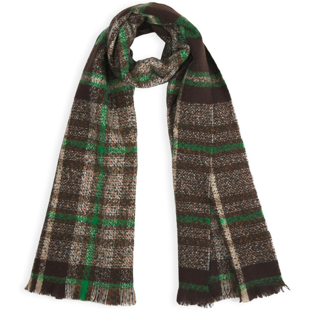 imageMELIFLUOS DESIGNED IN SPAIN Womens Fashion Scarves Long Shawl Cardigan Wrap Large Warm Long ScarvesBuendia Collection  Plaid Brown