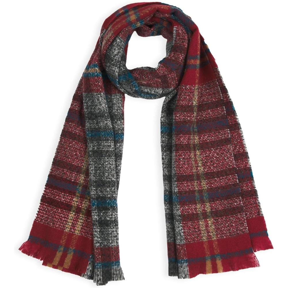 imageMELIFLUOS DESIGNED IN SPAIN Womens Fashion Scarves Long Shawl Cardigan Wrap Large Warm Long ScarvesBuendia Collection  Plaid Red
