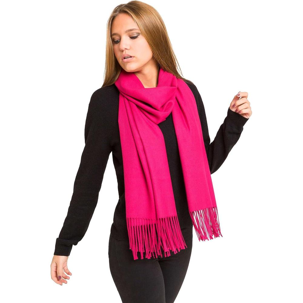 imageMELIFLUOS DESIGNED IN SPAIN Womens Fashion Scarves Long Shawl Cardigan Wrap Large Warm Long ScarvesClassic Solid Color Collection  Magenta