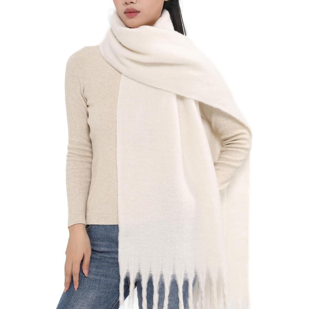 imageMELIFLUOS DESIGNED IN SPAIN Womens Fashion Scarves Long Shawl Cardigan Wrap Large Warm Long ScarvesSolid Color Design  Beige
