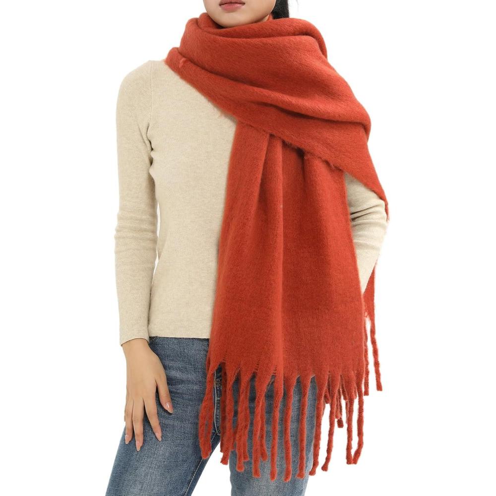 imageMELIFLUOS DESIGNED IN SPAIN Womens Fashion Scarves Long Shawl Cardigan Wrap Large Warm Long ScarvesSolid Color Design  Ginger