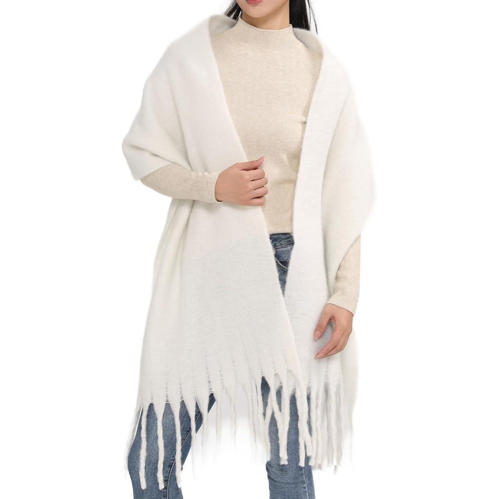 imageMELIFLUOS DESIGNED IN SPAIN Womens Fashion Scarves Long Shawl Cardigan Wrap Large Warm Long ScarvesSolid Color Design White I