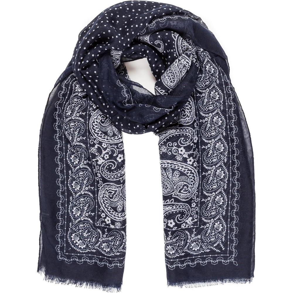 imageScarf for Men Lightweight Paisley Fashion Scarves Man Gentleman Summer FallOviedo Collection 1 Navy Paisley