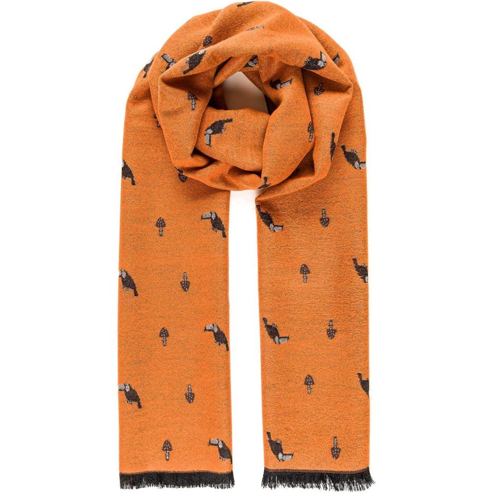 imageScarf for Men Reversible Elegant Classic Cashmere Feel Scarves for Fall WinterBilbao Collections 27 Toucans Orange