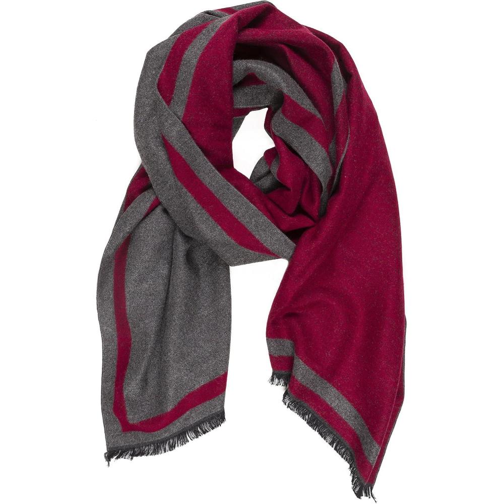 imageScarf for Men Reversible Elegant Classic Cashmere Feel Scarves for Fall WinterSantander Collection 2  Red Gray