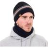 Beanie Neck Warmer Set with Wool Fleece Fur Scarf Gaitor Skull Cap Knit Hat Ski for Fall Winter(Black)
