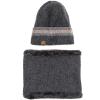 Beanie Neck Warmer Set with Wool Fleece Fur Scarf Gaitor Skull Cap Knit Hat Ski for Fall Winter(Gray)