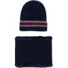 Beanie Neck Warmer Set with Wool Fleece Fur Scarf Gaitor Skull Cap Knit Hat Ski for Fall Winter(Navy)