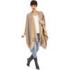 Cardigan Poncho Cape: Women Elegant Cardigan Shawl Wrap Sweater Coat for Fall Winter(Border Design -Beige and Khaki)