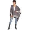Cardigan Poncho Cape: Women Elegant Cardigan Shawl Wrap Sweater Coat for Fall Winter(Border Design -Double Gray)